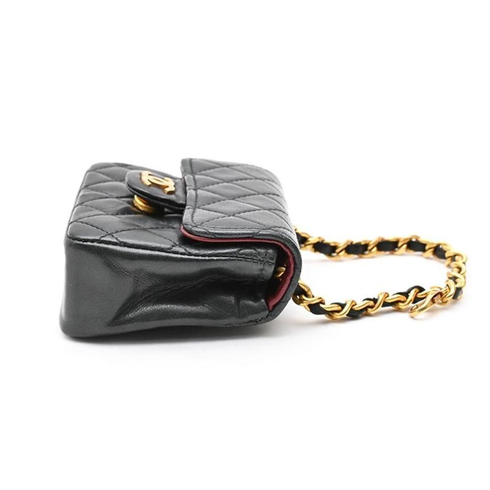 Chanel Matelasse Mini Chain Belt Leather Black Waist Bag Handbag - Picture 3 of 7